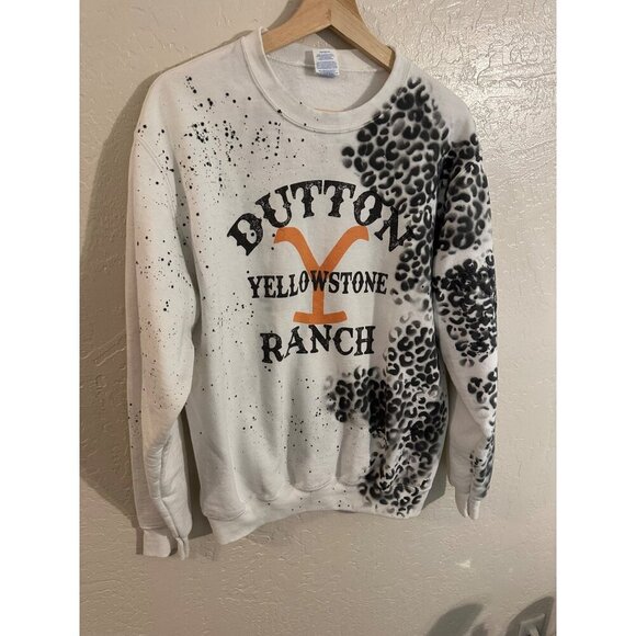 Custom Dutton Ranch White Leopard Crewneck Yellowstone Inspired Sweatshirt - Picture 2 of 9